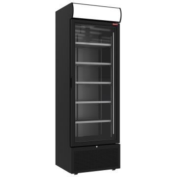 Positive Kühlvitrine 494 Liter SCHWARZ mit Leuchtkasten (680x652x2130mm)