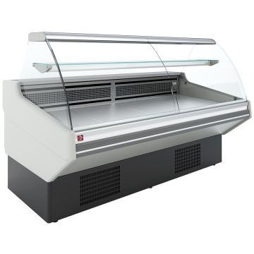 Statischer Verkaufstheke mit Stauraum, gewölbtes Glas - WEISSE Front (2010x1070x1277mm)