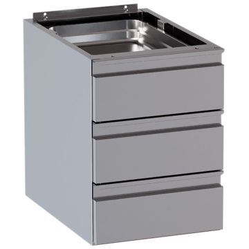 Block mit 3 Schubladen (Tisch Tiefe 700 mm) – Teleskopschienen (400x685x547mm)