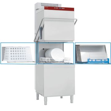 Haubenspülmaschine, Körbe 600x500 mm + Dampfkondensator-Wärmerückgewinnung (788x835x1565mm)