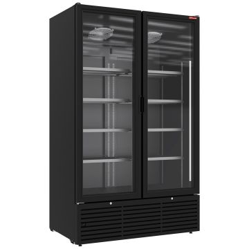 Positive Kühlvitrine 1142 Liter, 2 Drehtüren - SCHWARZ (1200x736x2009mm)