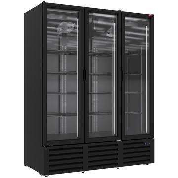 Positive Kühlvitrine 1455 Liter, 3 Drehtüren - SCHWARZ (1600x736x2050mm)
