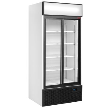 Getränkevitrine T° positiv, belüftet, 760 Liter, 2 Schiebetüren, mit beleuchtetem Gestell
