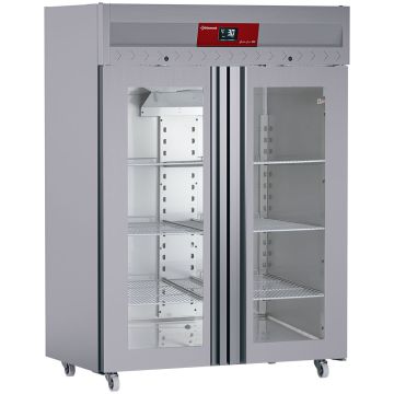 Umluftgefrierschrank 1400 Liter, 2 Glastüren GN 2/1, Auf Rädern (1440x840x2020mm)