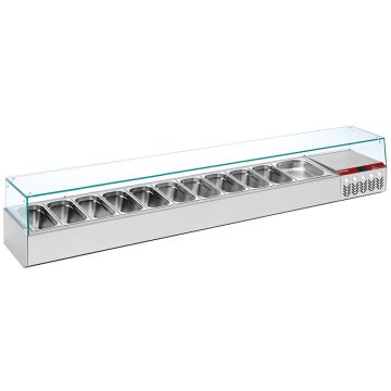 Kühlaufsatz GN 11x1/3, 1x1/9, mit gerader Glasscheibe (2560x384x387mm)