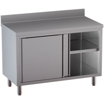 Neutrale Arbeitstisch mit Unterschrank, Schiebetüren, mit hinterem Aufkantung (1200x600x850mm)