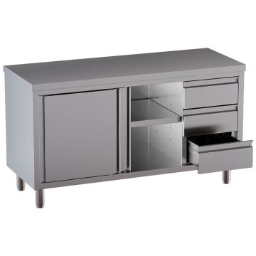 Arbeitstisch auf neutralem Unterschrank mit 3 Schubladen rechts  (1600x700x850mm)