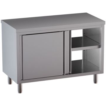 Neutrale Arbeitstisch mit Unterschrank, Schiebetüren, zentrale Durchreiche (2000x700x850mm)