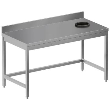 Abräumtisch mit Abfallloch + rückseitiger Aufkantung (1200x700x850mm)