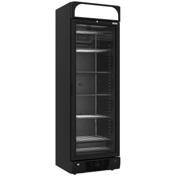 negative belüftete Vitrine 374 Liter - 5 feste Ebenen mit Leuchtkasten - SCHWARZ (640x670x2056mm)