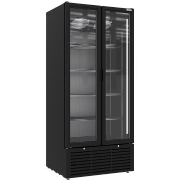 Getränkevitrine positiv belüftet, 804 Liter, 2 Drehtüren, SCHWARZ (880x715x2009mm)