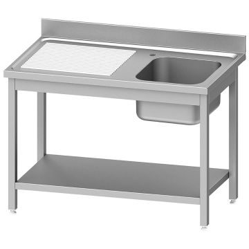 Edelstahl Spültisch ECO 1 Becken und 1 linkem Abtropffläche, mit unteres Regal (1400x700x900mm)