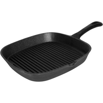 Grillpfanne, Gusseisen gerillt, 230x230x35 mm (BxTxH)