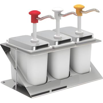 Dreifach-Saucenspender inkl. Edelstahlgestell, 3x2 Liter