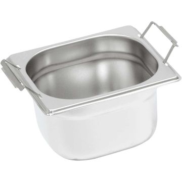 Stalgast Edelstahl Gastronormbehälter Serie STANDARD, GN 1/6 (100mm), mit Fallgriffen