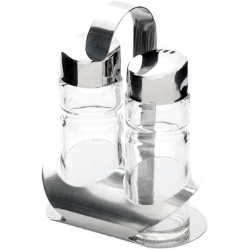 Edelstahl Menage 2-teilig, Salz/Pfeffer, Höhe 115 mm