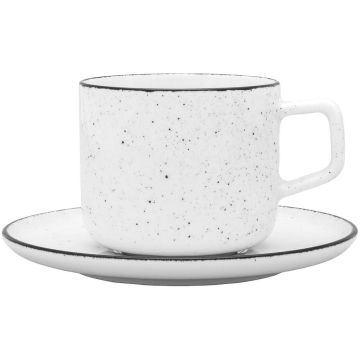 Obertasse, Serie Ankara, weiß, schwarz gesprenkelt, 250 ml, 6 Stück
