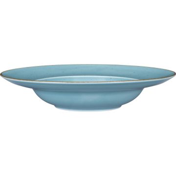 Pastateller, Serie Kaszub, türkis, braun gesprenkelt, Ø 240 mm, 6 Stück