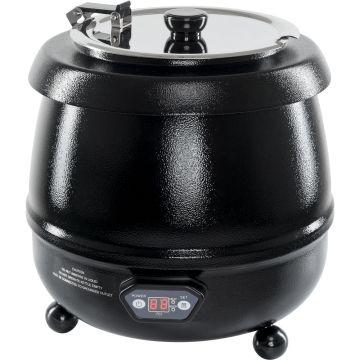 Elektrischer Suppentopf, schwarz, bauchige Form mit Digital-Display, 10 Liter