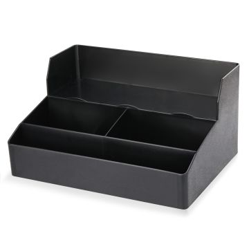 Organiser für Kaffeestation, 3 Fächer, eine Ablage, schwarz, 356x256x180 (BxTxH)