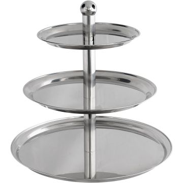 Etagere mit Kugelgriff, 3-stufig, Edelstahl, Höhe 50 cm
