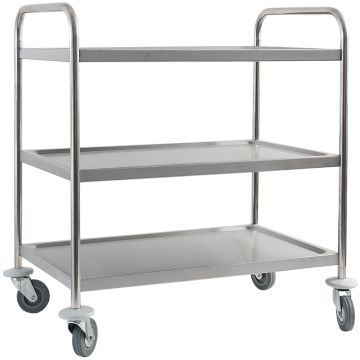 Stalgast Edelstahl Servierwagen, mit drei Borden, 845 x 525 x 940 mm (BxTxH)