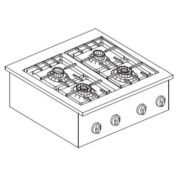 DROPIN GAS KOOKUNIT 4 BR. 14KW
