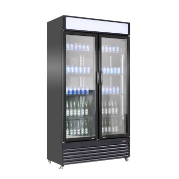 KOELKAST 2 GLASDEUREN 780L ZWA