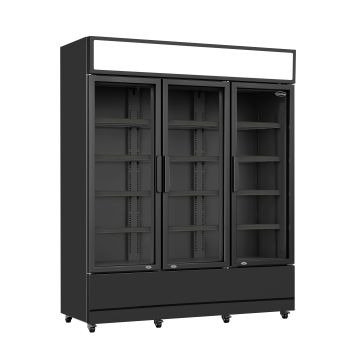 KOELKAST 3 GLASDEUREN ZWART