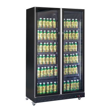 KOELKAST 2 GLASDEUREN ZWART