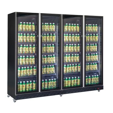 KOELKAST 4 GLASDEUREN ZWART