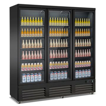KOELKAST 3 GLASDEUREN ZWART