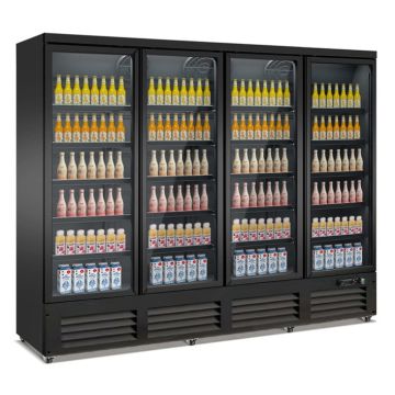 KOELKAST 4 GLASDEUREN ZW *HEFT