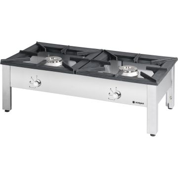 Stalgast Edelstahl Gas-Hockerkocher TOP, Doppelbrenner, G20, 1140x607x380 mm (BxTxH)
