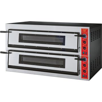GGF Pizzaofen mit zwei Kammern für 12 Pizzen à 360 mm, Vollschamott, 18 kW, 1370 x 850 x 750 mm (BxTxH)