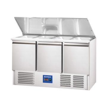 Starline Saladette, 3-türig, GN 1/1, Aufnahme 4x GN 1/1, 1365x700x875 mm (BxTxH)