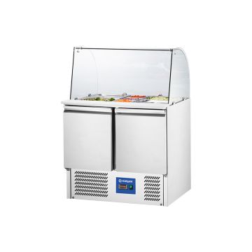 Starline Saladette mit Glasaufsatz, 2-türig, GN 1/1, Aufnahme 10x GN1/4, 900x705x1300 mm (BxTxH), ohne Aufkantung