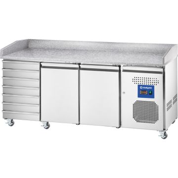 Starline Pizzatisch, 2-türig, EN 600x400 mm, 7 Schubladen, 2025x800x1000 mm (BxTxH)