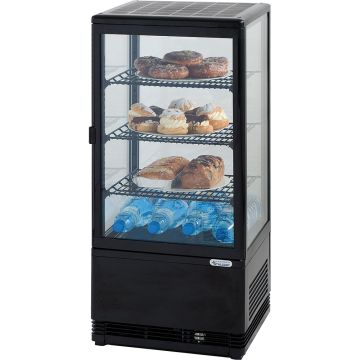 Stalgast schwarze Kühlvitrine PAN4L, 78 Liter mit Umluftkühlung