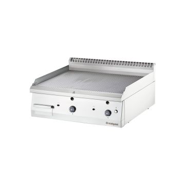Stalgast Edelstahl Gas-Griddleplatte als Tischgerät, 800x700 mm, gerillte Grillfläche, Serie 700 ND