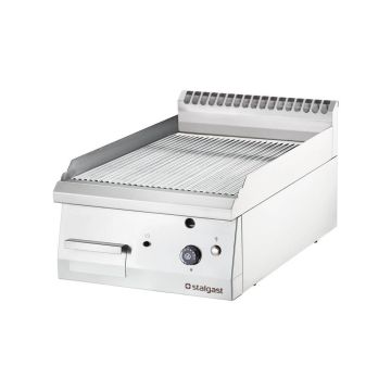 Stalgast verchromte Gas-Griddleplatte als Tischgerät, 400x700 mm, gerillte Grillfläche, Serie 700 ND