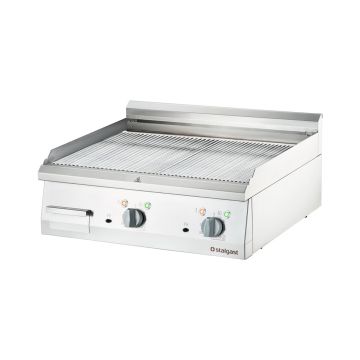 Stalgast verchromte Elektro-Griddleplatte als Tischgerät, 800x700 mm, gerillte Grillfläche, Serie 700 ND