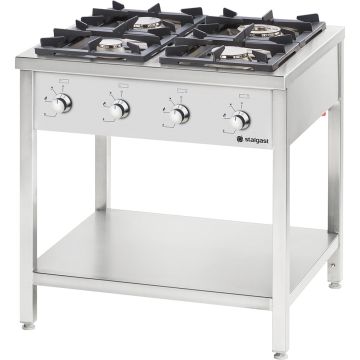 Stalgast Gasherd Serie 700, 4 Brenner (2x5+2x7), G20, 800x700x850 mm (BxTxH), Selbstmontage