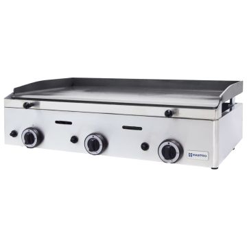 Gas-Grillplatte mit 3 Grillzones, Tischmodell, glatte Platte - LPG