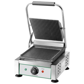 Kontaktgrill mit 1 Gusseisenplatte, gerillt/gerillt, 230x240 mm