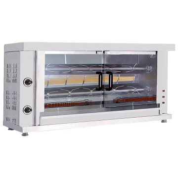 Gas-Hähnchengrill mit Beleuchtung, 2 Spieße für 8-10 Hähnchen