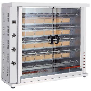 Gas-Hähnchengrill mit Beleuchtung, 5 Spieße für 20-25 Hähnchen