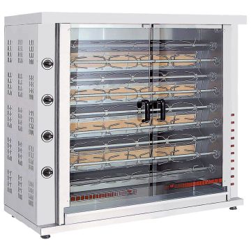 Gas-Hähnchengrill mit Beleuchtung, 9 Spieße für 36-45 Hähnchen
