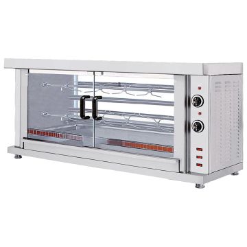 Elektro-Hähnchengrill mit Beleuchtung, 2 Spieße für 8-10 Hähnchen