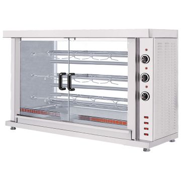Elektro-Hähnchengrill mit Beleuchtung, 3 Spieße für 12-15 Hähnchen